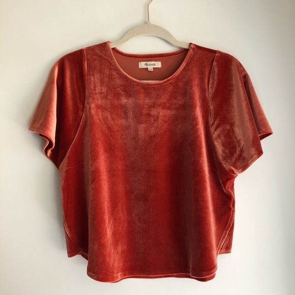 Madewell Tops - Madewell Orange Velvet Butterfly Top